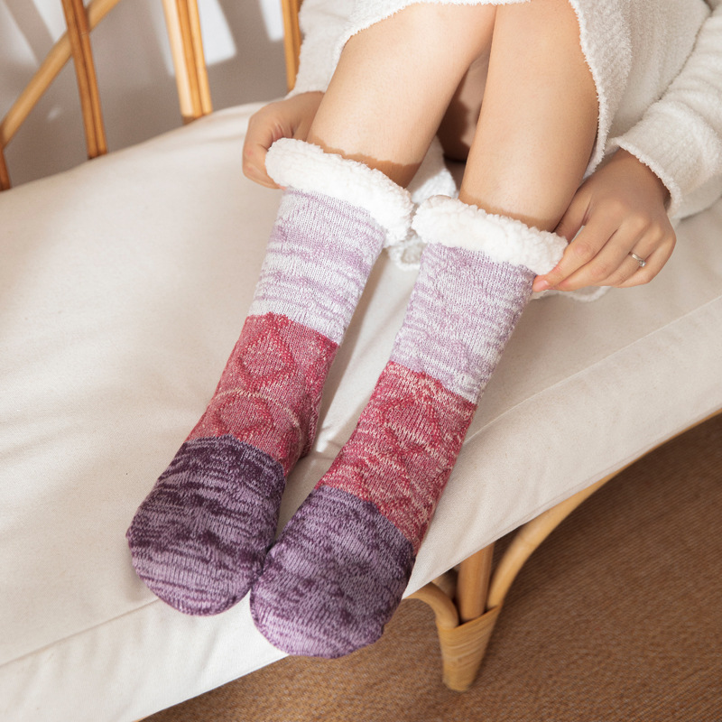 Floor socks women's adult carpet socks home fleece-lined sleep lambswool socks confinement slippers socks snow socks