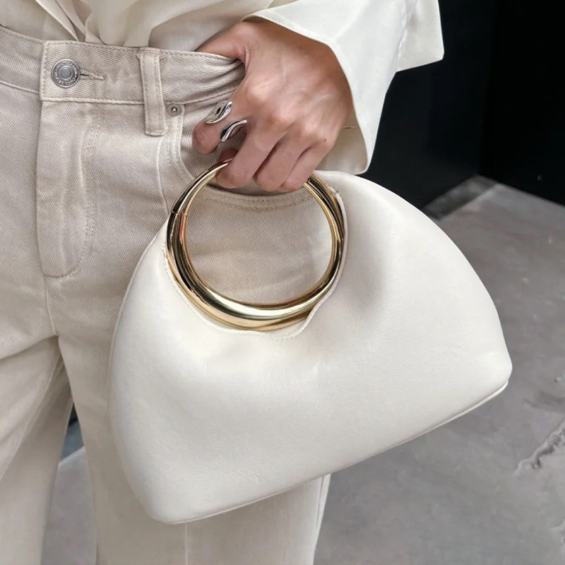 Niche Design French Elegant Handbag Metal Ring Cloud Bag Evening Bag 2026 Early Spring Luxury Small Bag - Thumbnail 4