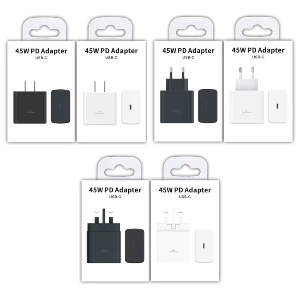 Aplicable Samsung PD25W/45W estándar estadounidense cabezal de carga británico cargador de viaje S22/S23 australiano cabezal de carga rápida