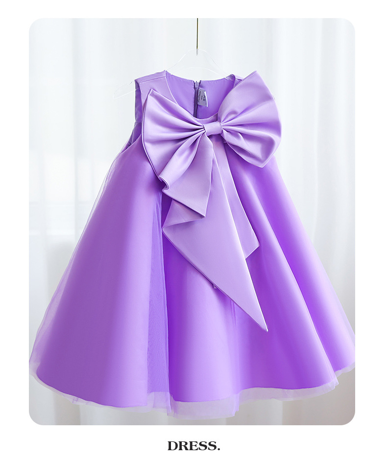 416g Weight Children's Dress Children's Clothing Type Above Knee Dress Length Type Sleeveless Sleeve Length Party Dress Dresses Type Polyester Fabric Type High Waist Waist Line Kids(7-16Years) Age Group Party Occasion Round Neck Neckline Loose Fit Type Solid Color Pattern Winter, Summer, Spring Season Girl'S Gender Bowknot Design Princess Style Princess Solid Color Bowknot Polyester Girls Dresses 3