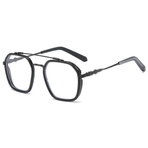 2024 New Double Bridge Glasses Retro Square Frame Nearsighted Glasses, Influencer Style Blue Light Blocking Fashion Trend Flat Lens