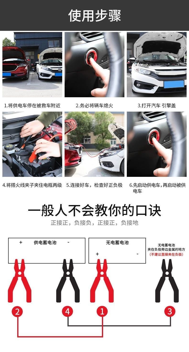 Car Battery Jumper Cables, Anti-Freeze Thickened Jumper Wires, Emergency Jump Starter Cables with Alligator Clips