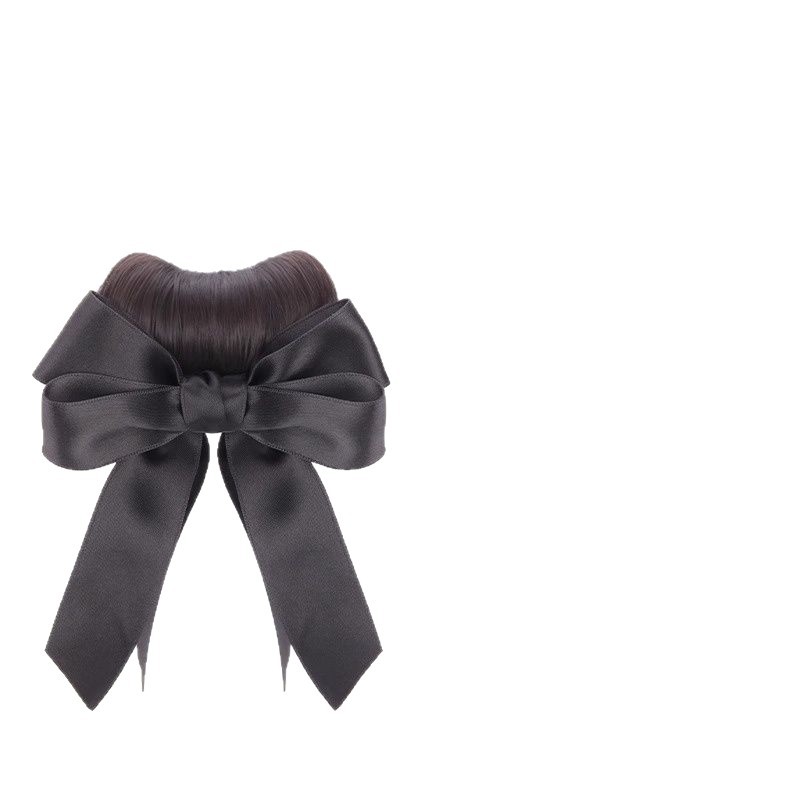 Wig Clip for Women's Bun with Bow, Natural Fluffy High Ponytail, Faux Hair Bun Wig