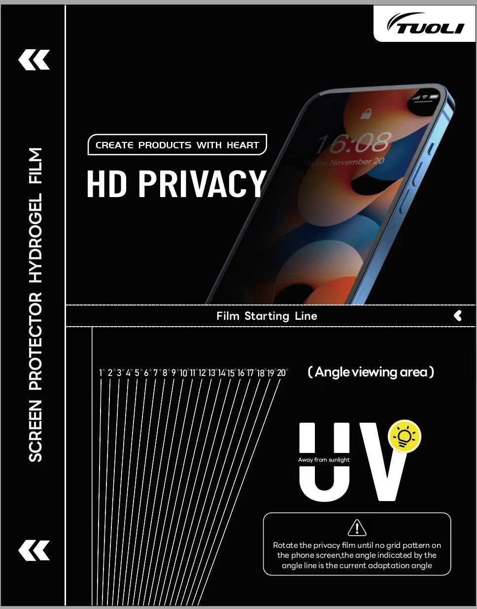 Tuoli HD UV película de curado a prueba de explosiones anti-huella digital máquina de corte de película consumibles Luz de curado UV película de corte de pantalla curvada película suave