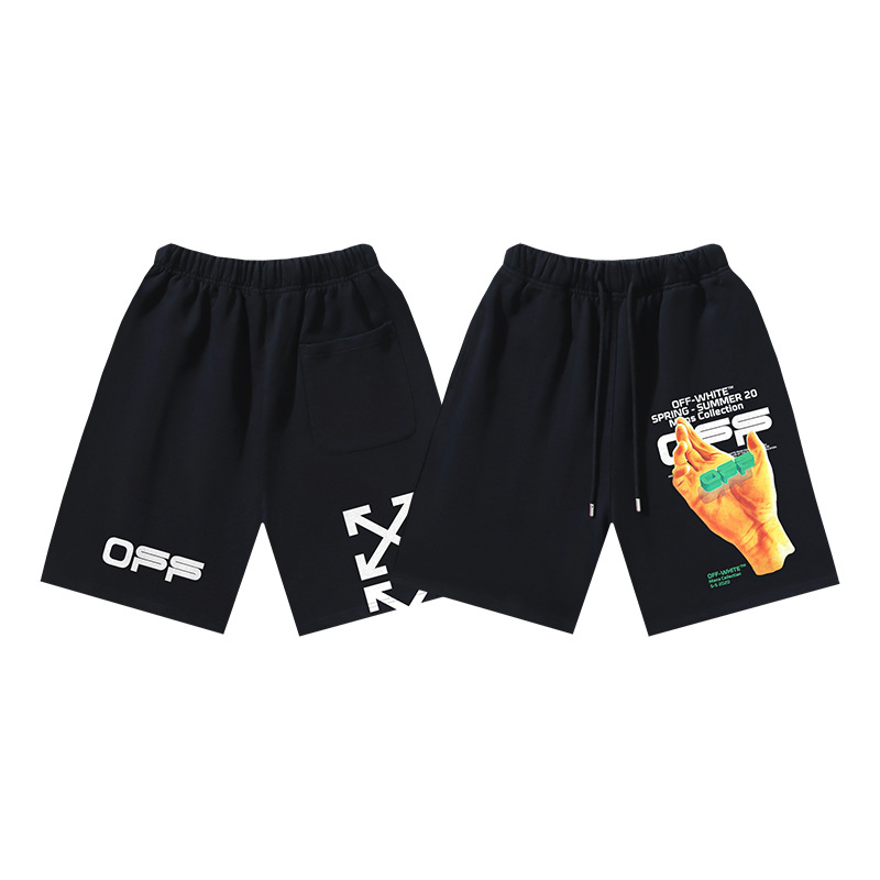 Off-White SS20 Sweat Shorts Arrows Hand Print Black