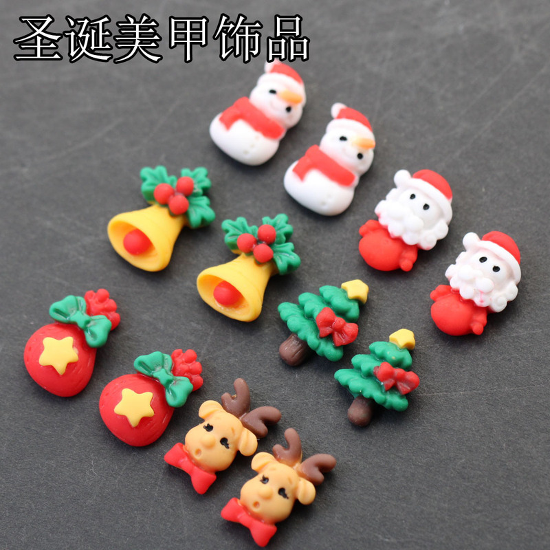 ins style Santa Claus nail jewelry Bell cartoon DIY handmade nail phone case three-dimensional resin jewelry