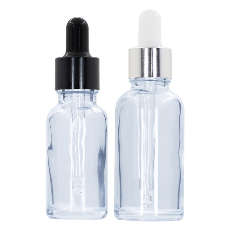 Botella de gotero de punta de goma transparente de 10ml té botella de aceite esencial de fondo grueso marrón esencia líquido original botella de vidrio que evita la luz