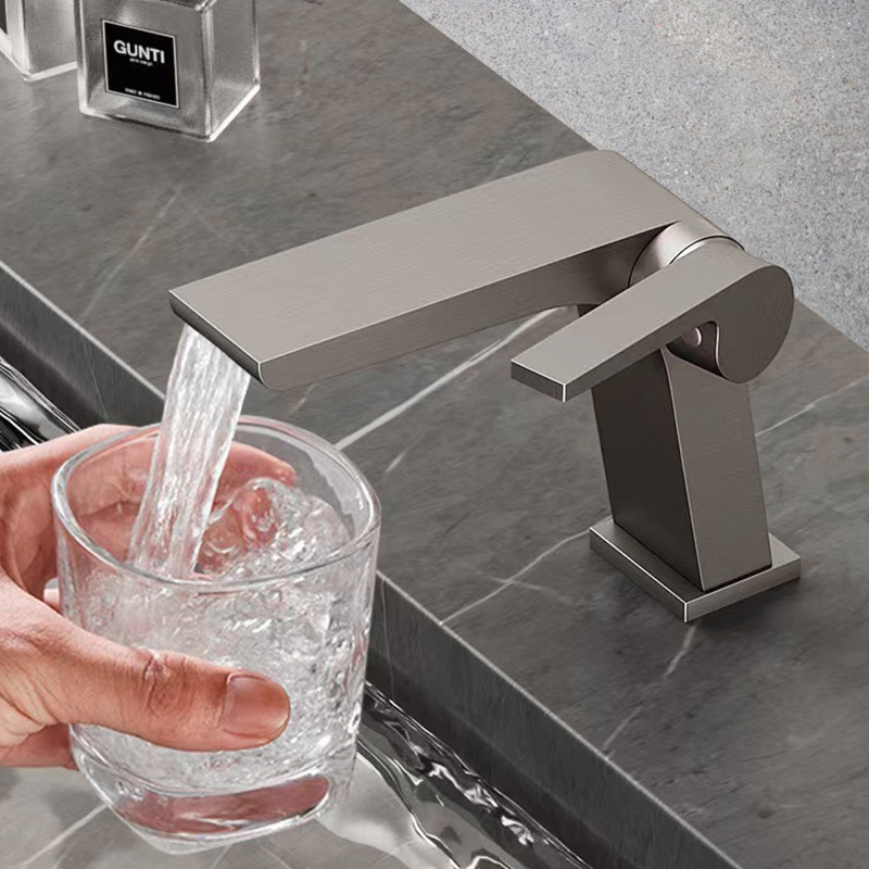 Cross-border basin hotel bathroom factory toilet grab faucet all copper household gray piano wash basin cross-border