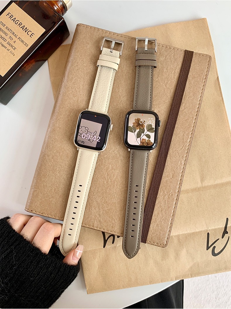 Suitable for Apple Watch Applewatch8 Strap Soft Leather Iwatch7654Se9 Wristband for Men and Women