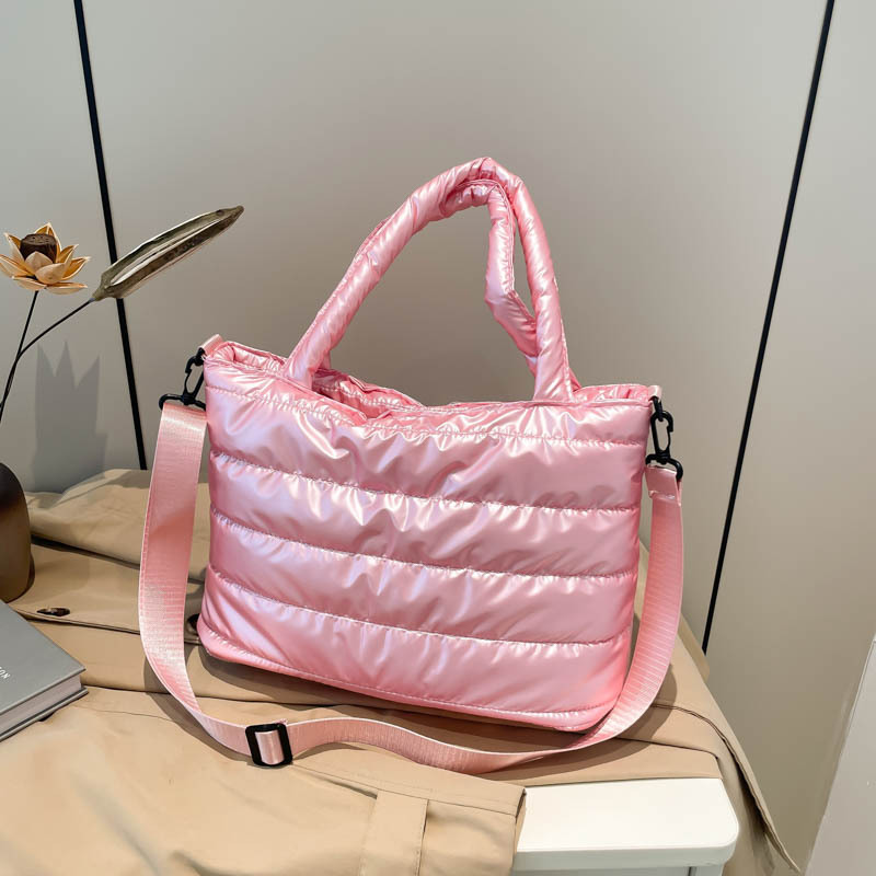 Nuevo bolso de plumón transfronterizo para mujeres bolso de hombro casual europeo y americano bolso de moda bolso de algodón ligero universal