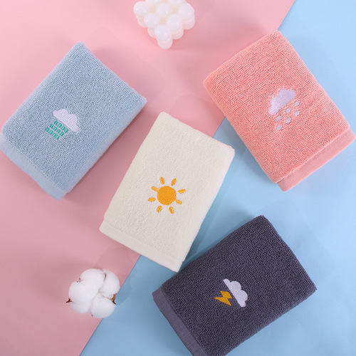 Children's towels 100% cotton wholesale thickened household absorbent cute embroidered children's face towels 100% cotton wholesale children's towels