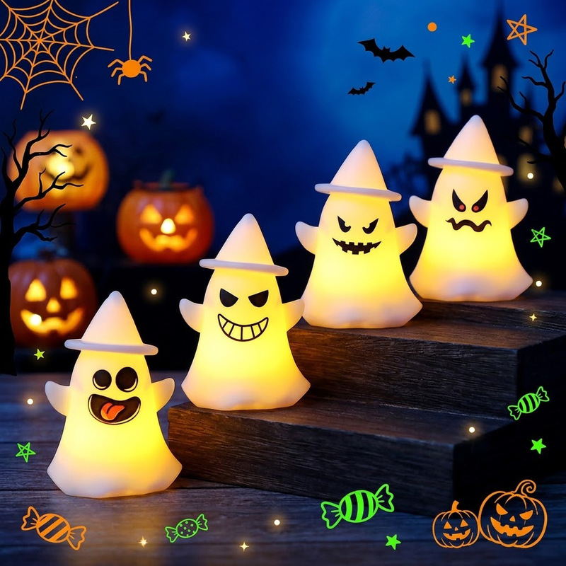 Halloween decorations, cute little ghost lights, adorable night glow gifts for children and kindergartens, party decorations and props