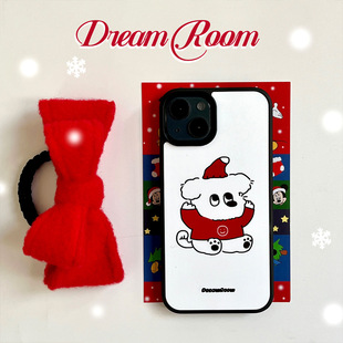 Cute and Simple Ins Illustration Christmas and New Year Puppy Mobile Phone Case Suitable for Iphone16Promax Black Frame Edge Soft