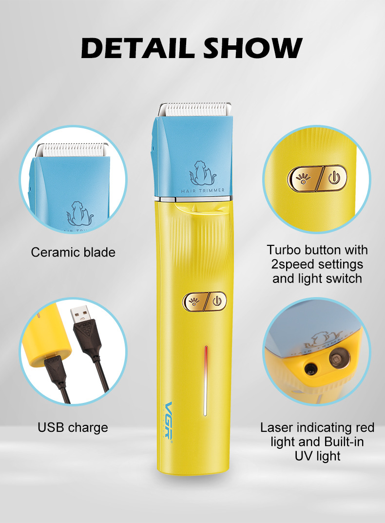 Tondeuse à poils d'animaux VGR219 : tondeuse électrique multifonctionnelle pour chats et chiens, ultra silencieuse, avec tondeuse dédiée aux poils des pattes._voghion.com