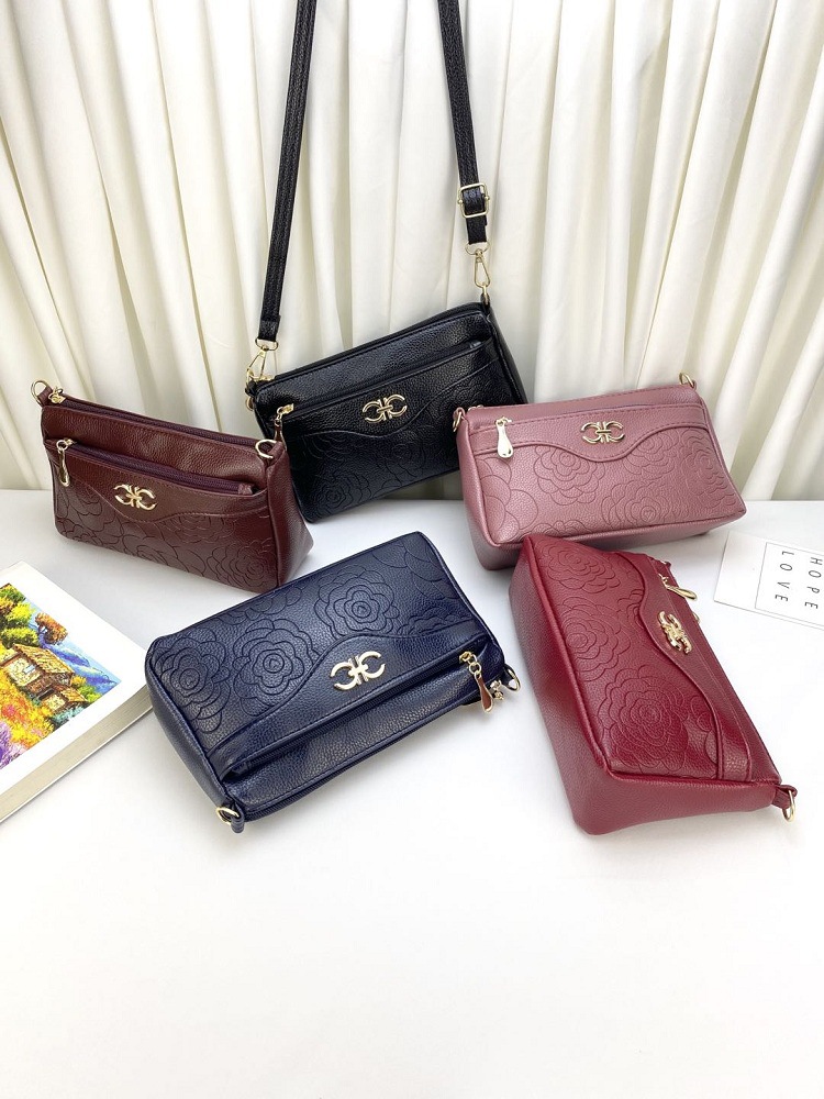 Autumn Season Women's Medium Pu Leather Color Block Flower Streetwear Square Zipper Crossbody Bag