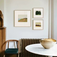 海邊北歐風景藝術裝飾畫小眾簡約掛畫現代正方形組合名宿文藝壁畫