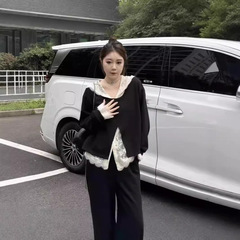 キキ2025年秋の新型の大きいサイズの婦人服のレースの3つのセットの怠惰な風の流行のガードルのレースのズボン