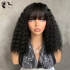 外贸非洲时尚爆炸头波波齐刘海短卷发女头套bobo wave hair wigs