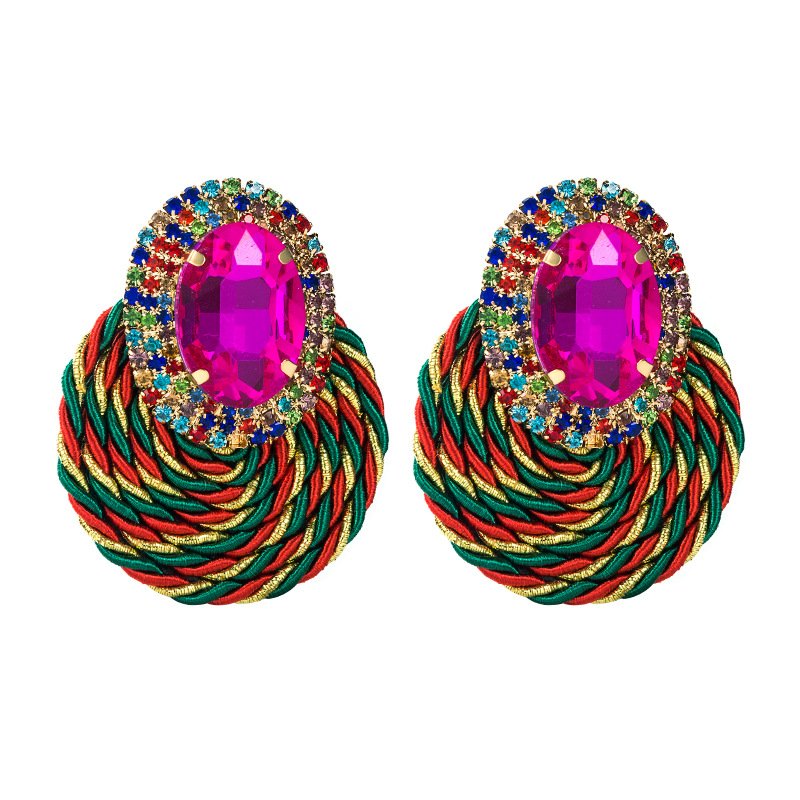 Fashion Geometric Diamond Alloy Artificial Gemstones Earrings display picture 2