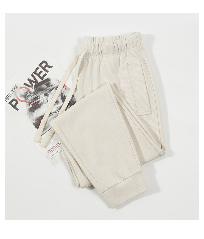 Men's Style Knit Joggers - 300g Twisted Weave Cotton Blend With Adjustable Drawstring (Navy, Black, Dark Gray, Khaki, Beige)_voghion.com