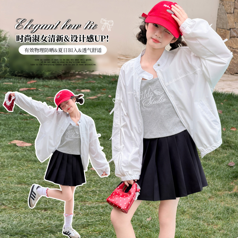 Sweet Girl Bow-Knot Stylish Sun-Protective Jacket 2026 New Trendy Girls' Spring and Summer Outerwear for Children