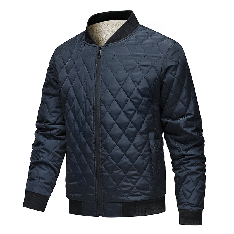 Transfronterizo de tamaño europeo y camisa de algodón gruesa para hombres nuevo otoño y invierno caliente moda de algodón a cuadros de diamond ropa de béisbol de moda para hombres