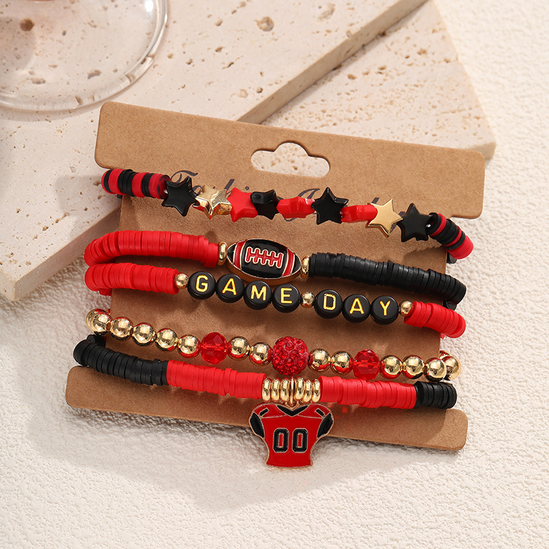 Europa y los Estados Unidos venta transfronteriza pulsera de rugby hecha a mano cuentas coloridas pulsera de cerámica suave conjunto de pulsera de amistad pulsera elástica image 15