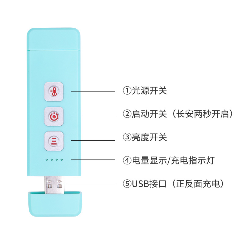 3 Interruptor de carga USB luz de lectura LED Tarjeta de libro de luz con clip de luz cálida luz blanca ajustable marcador portátil