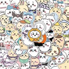 ちいかわ絵文字パッケージ 100枚、かわいいちいかわQバージョンステッカー、人気の装飾携帯電話ケースステッカー