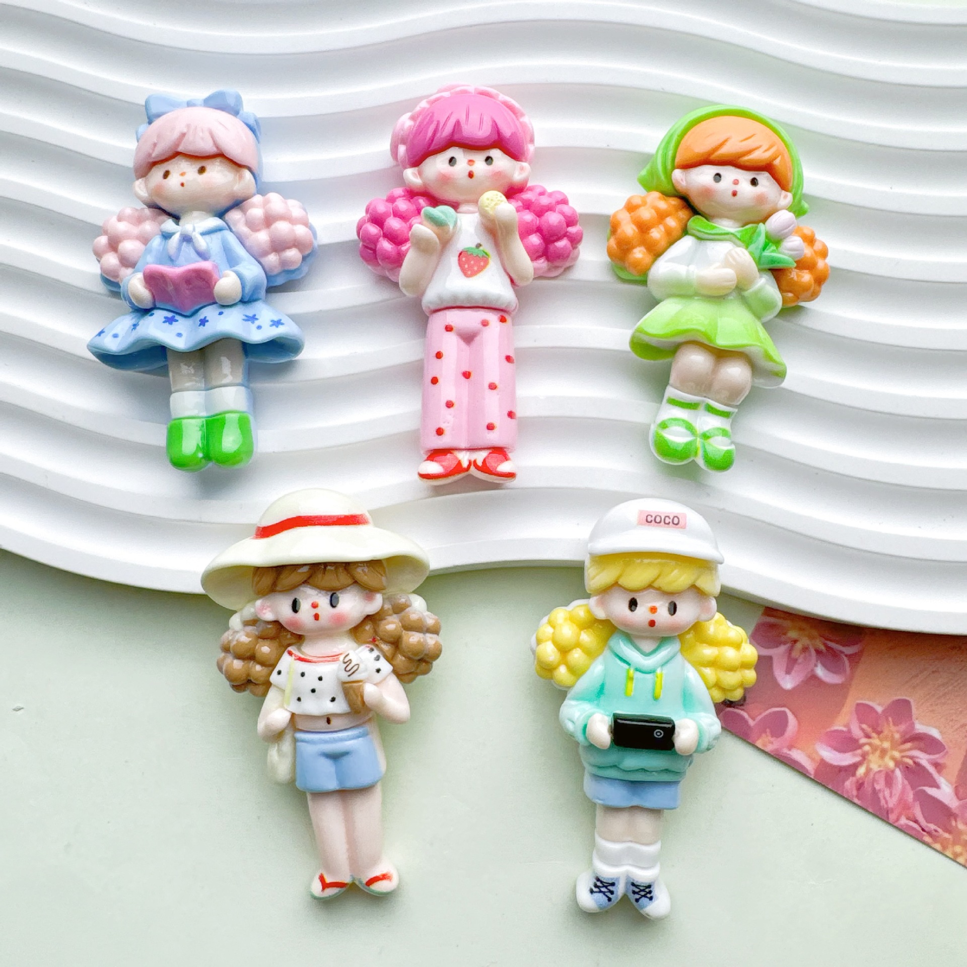 DIY 크림 접착제 큰 카드 팝콘 소녀 대형 헤어 액세서리 소재 패치 수제 수제 펜던트 수지 액세서리