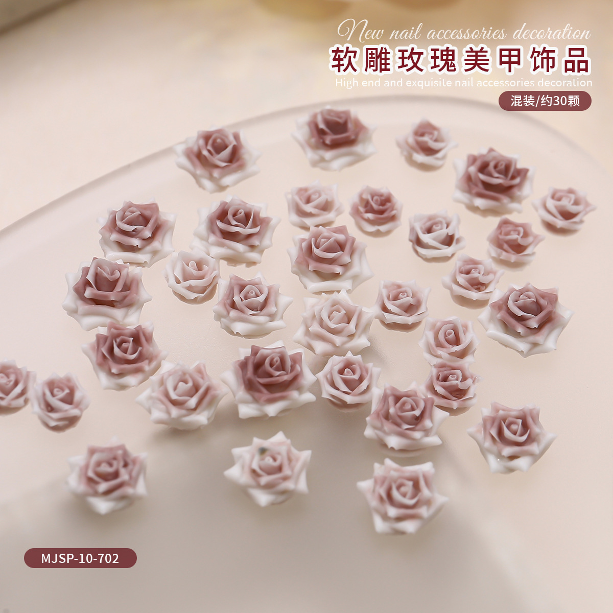 Nueva imitación de joyas de uñas rosadas caliente camellia suave tallada perforación de uñas red rojo para usar accesorios de uñas image 25