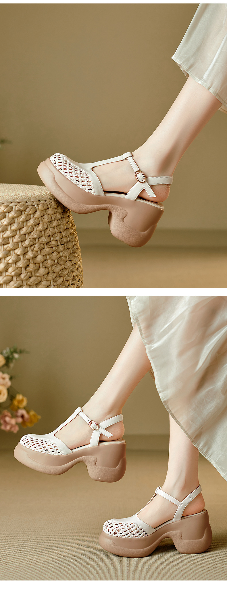 Sandal nữ quai chữ T đế xốp dày phong cách La Mã — đen chi tiết 8