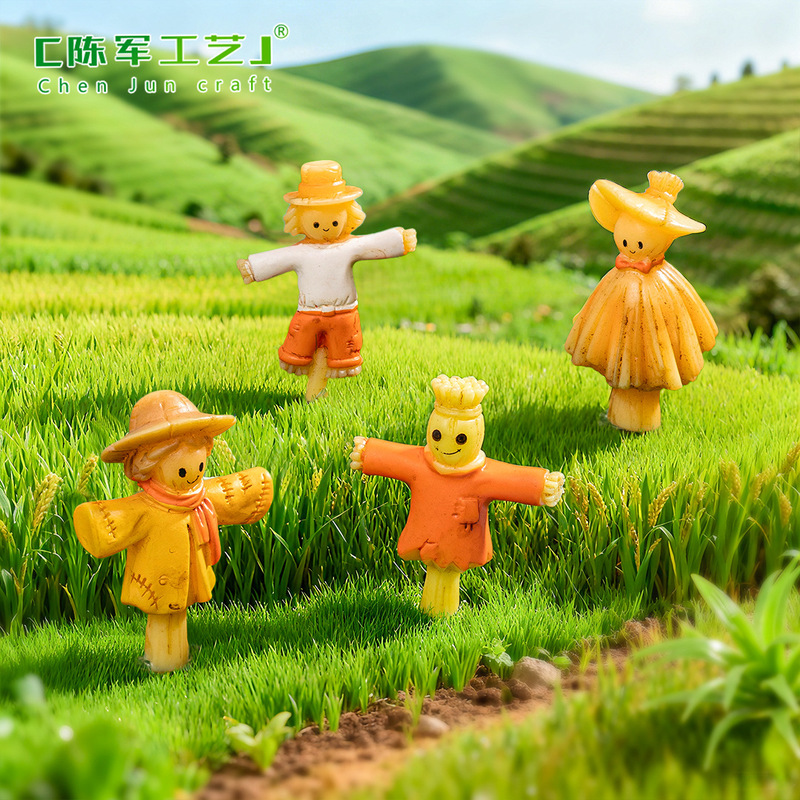 Micro-Landscape Creative Rural Scarecrow Figurines, DIY Decoration Accessories for Rural Farms, Mini Ornaments