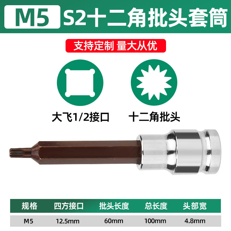 2003, 1 / 2s2 Hex Head Sleeve 100 Long M5