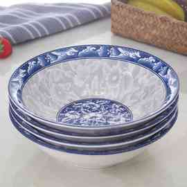 EM2O日式家用拉面碗大号汤碗吃饭碗泡面碗陶瓷餐具青花瓷斗笠碗