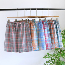 【色织格子裤】日系全棉水洗棉男士家居裤五分裤沙滩裤宽松加大码