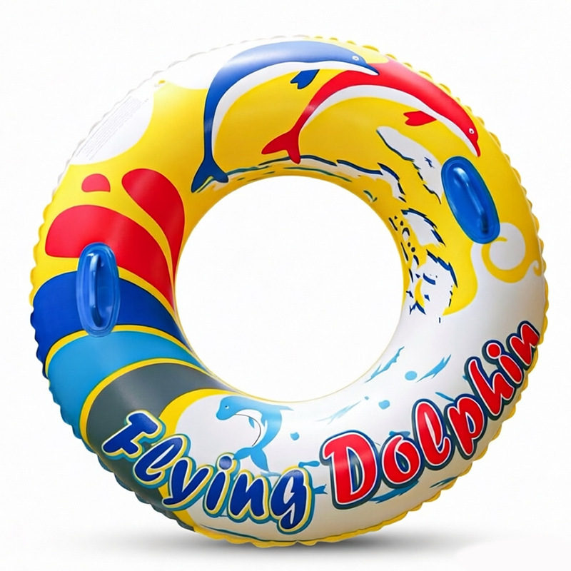 Transfronterizos ampliados con mango de barco de anclaje arco iris anillo de natación para adultos anillo de natación infláble arco iris de gran tamaño para hombres y mujeres