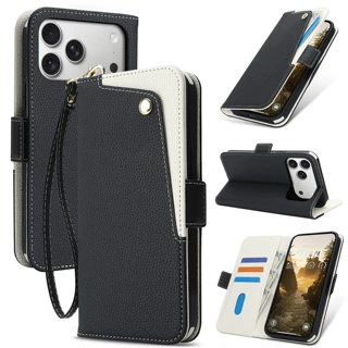适用iPhone18proMax撞色荔枝纹翻盖手机套iPhone18防摔商务手机壳