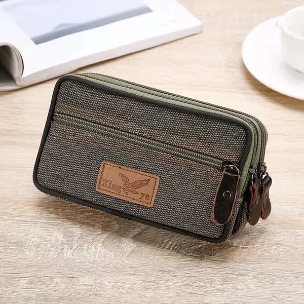 2023 canvas waist bag men's belt horizontal and vertical waist hanging wallet outdoor sports mobile phone bag construction site waist bag