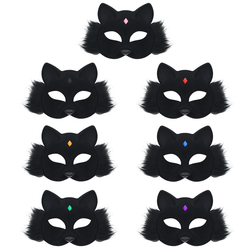 Halloween nueva máscara de zorro negro felino femenino espectáculo de fiesta de baile de alto nivel capa de tapa de ojos