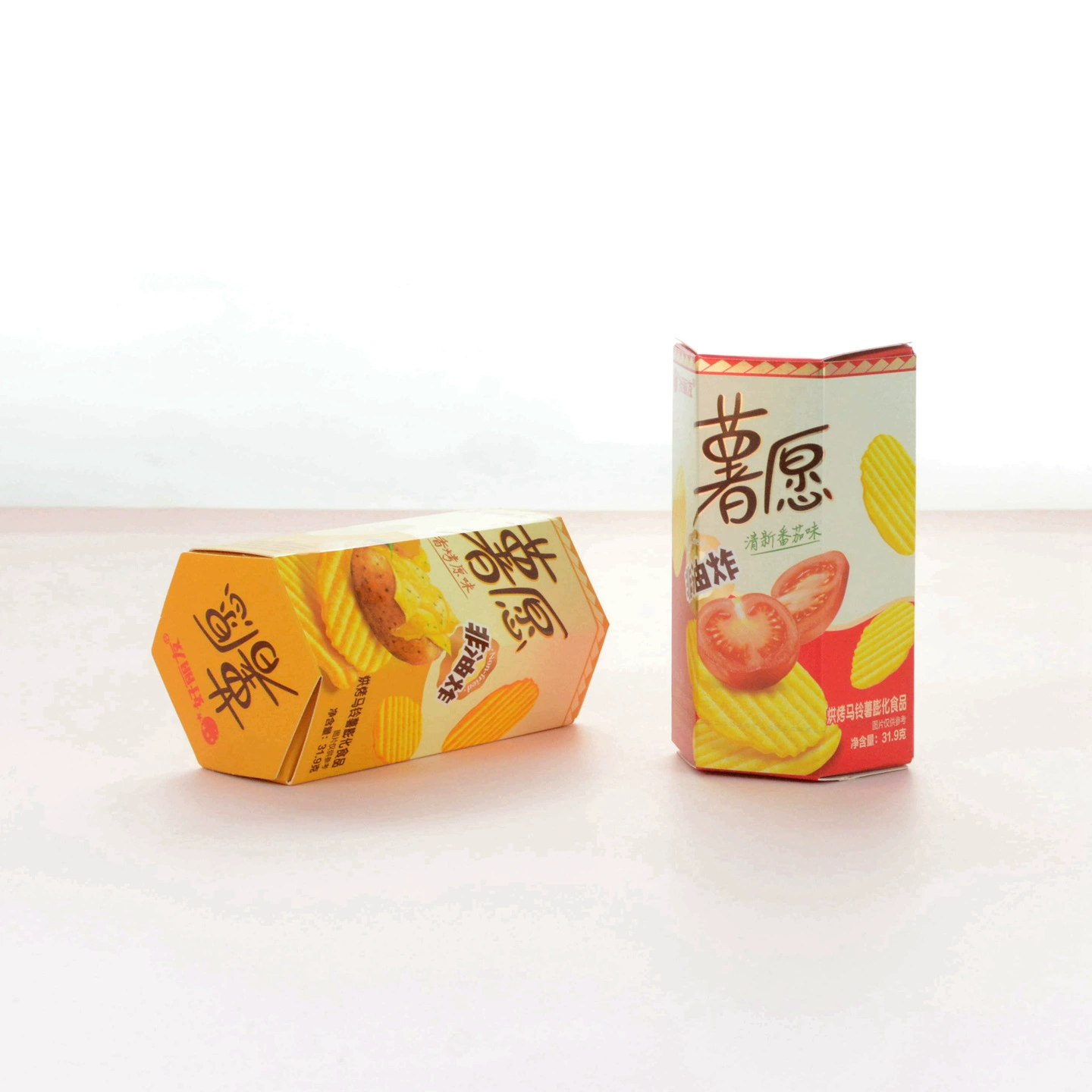 Хрустящий картофель 'Suyuan' 31,9 г — запеченный оригинал и свежий томат в подарок, коробки-снэки
