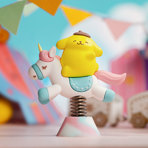 Genuine Sanrio Carousel Series Cinnamon Dog Kuromi Car Suction Cup Ornament Shaker Peripheral Figures