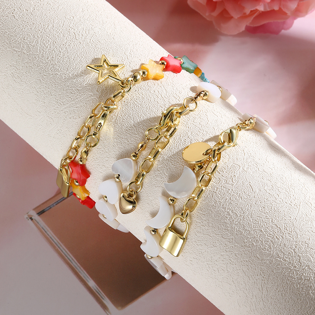 Shell Beaded Bracelet Colourful Seaside Summer Jewellery_voghion.com
