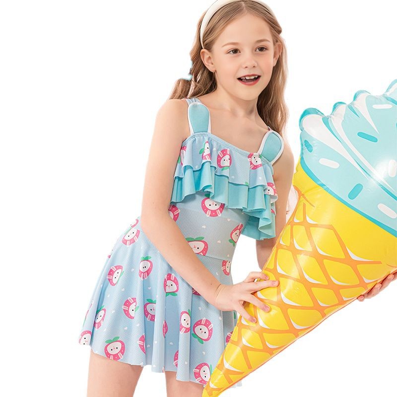 Traje de baño para niños Moda para niñas Vestido de princesa de dibujos animados Estilo 2025 Nuevo traje de baño de una pieza de aguas termales para niños