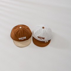 兒童帽子夏季新款潮流拼色百搭男童鴨舌帽簡約字母刺繡女童遮陽帽