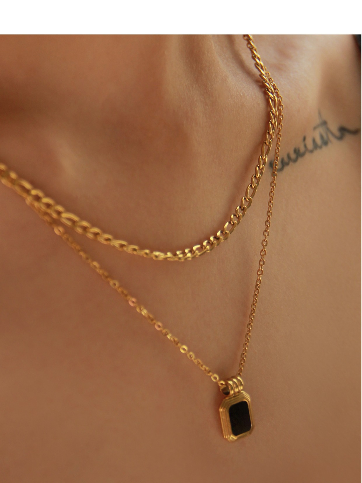 Simple Style Geometric Titanium Steel Plating Layered Necklaces Necklace_colorza_5