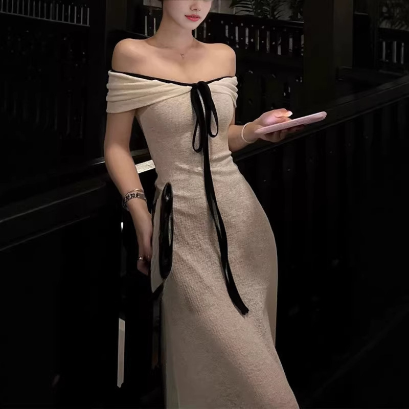 2026 New Model'Windsor Love' Romantic One-Shoulder Tie-Waist Bodycon Dress for Women Spring