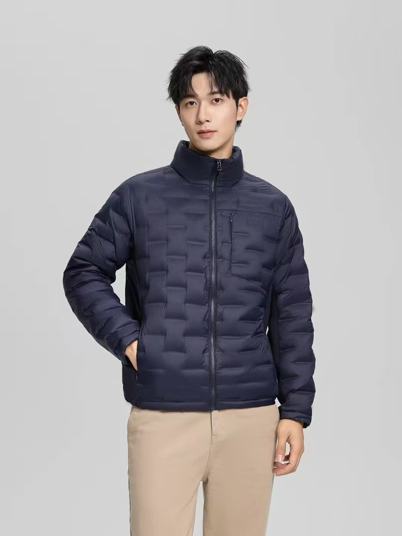 Chaqueta de plumón ligera para hombres 90 vello otoño y invierno nuevo estilo casual versátil ligero de cuello vertical chaleco de calentamiento de goma prensada chaqueta