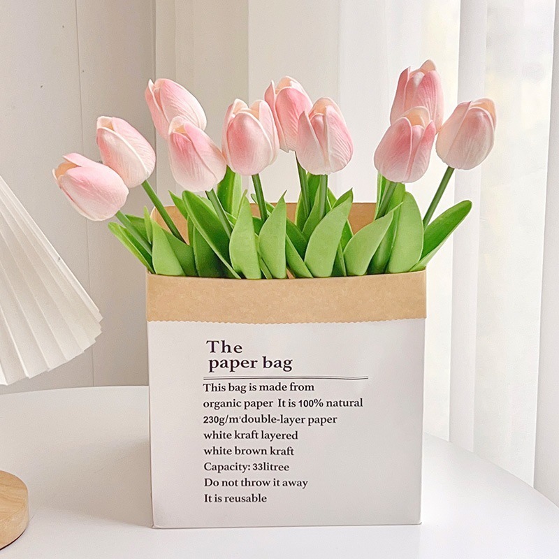 Flores florales Decoración de la sala de estar Decoración Decoración Ramo biónico Tulipán Flor seca de lujo ligero Flor falsa Decoración eterna