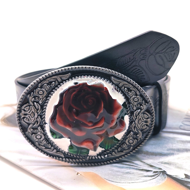 Flower Belt Buckle Rose Embossed Belt dress Waist Seal Decorative Belt Big Buckle Casual Jeans Belt